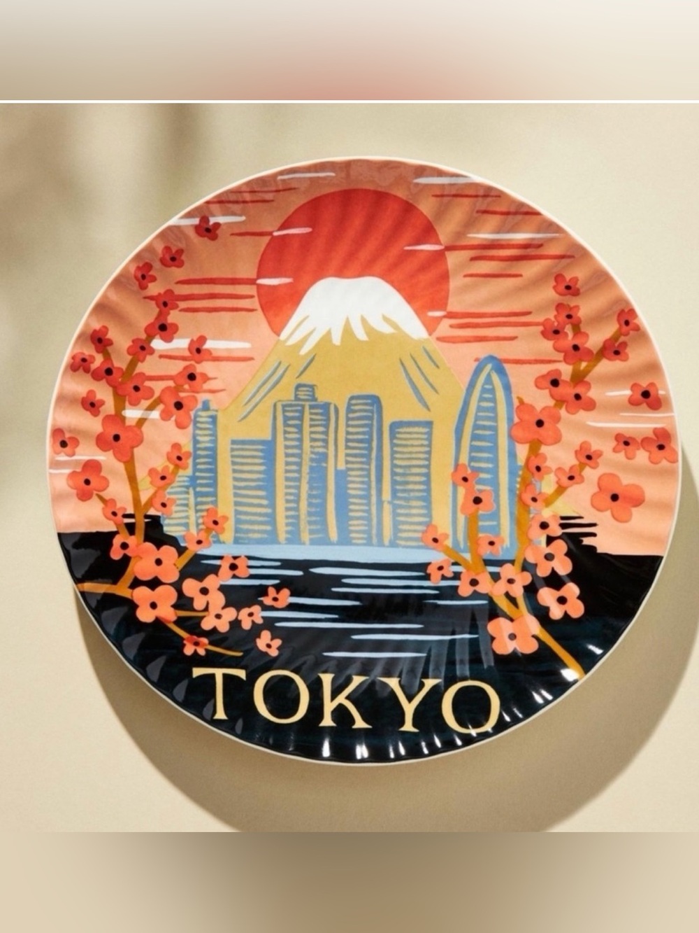 Anthropologie Rifle Paper Co Tokyo Jet Setter Dessert Plate 8.25 Stoneware Decor